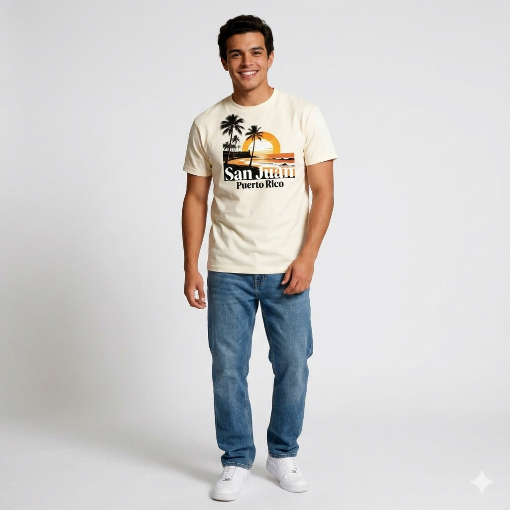 San Juan Puerto Rico Retro Sunset Graphic Tee – Vintage Palm Tree Vacation T-Shirt